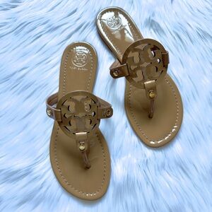 Tory Burch Miller sandals in Sand (camel) Patent